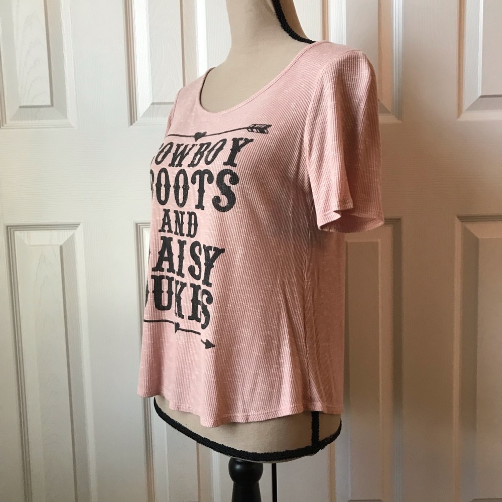 Flashmob Ribbed Dusty Pink Flirty Top M - Picture 2 of 8